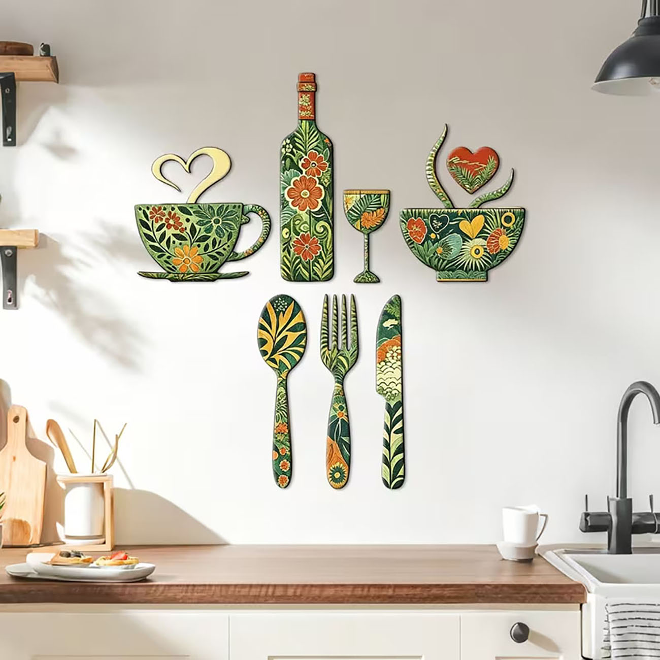 7Pcs Green Floral Kitchen Uten - Xfasten Woodworking Tape review and price