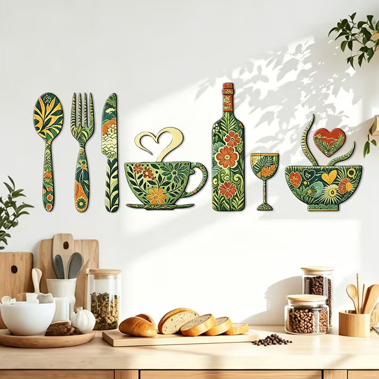 7Pcs Green Floral Kitchen Uten - Xfasten Woodworking Tape review and price