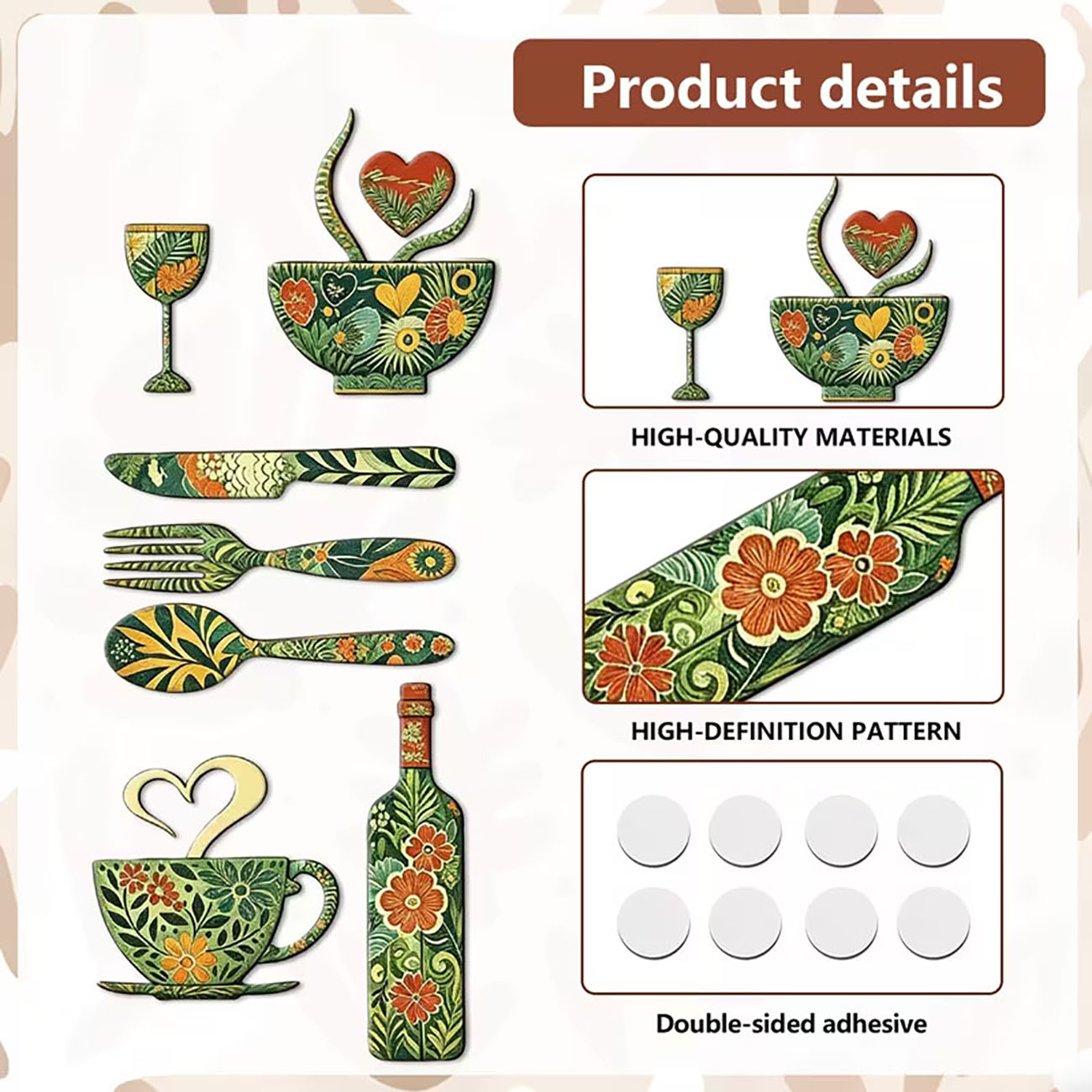 7Pcs Green Floral Kitchen Uten - Xfasten Woodworking Tape review and price