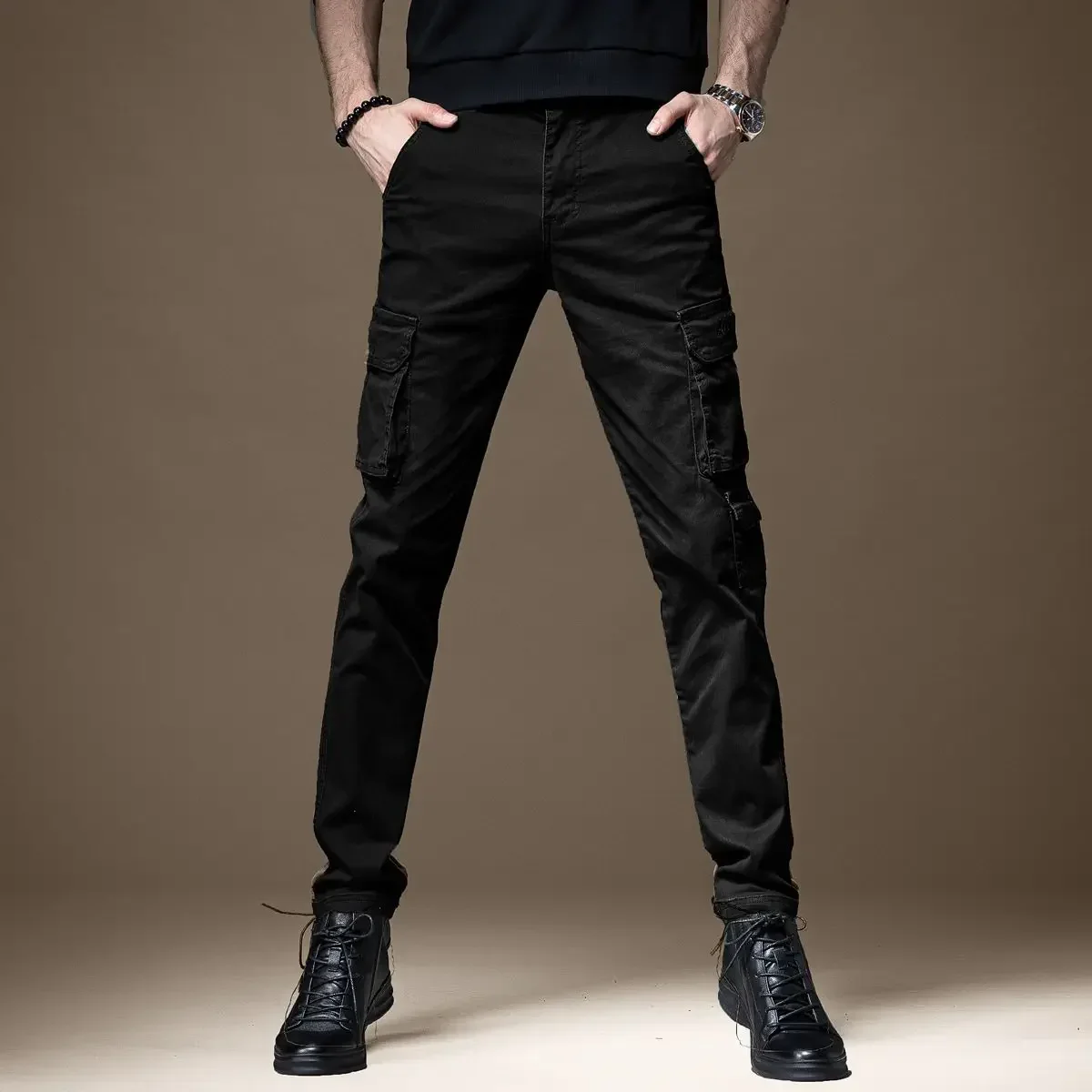 Trousers Man Black Slim Cargo  - Woodworking Brand review and price