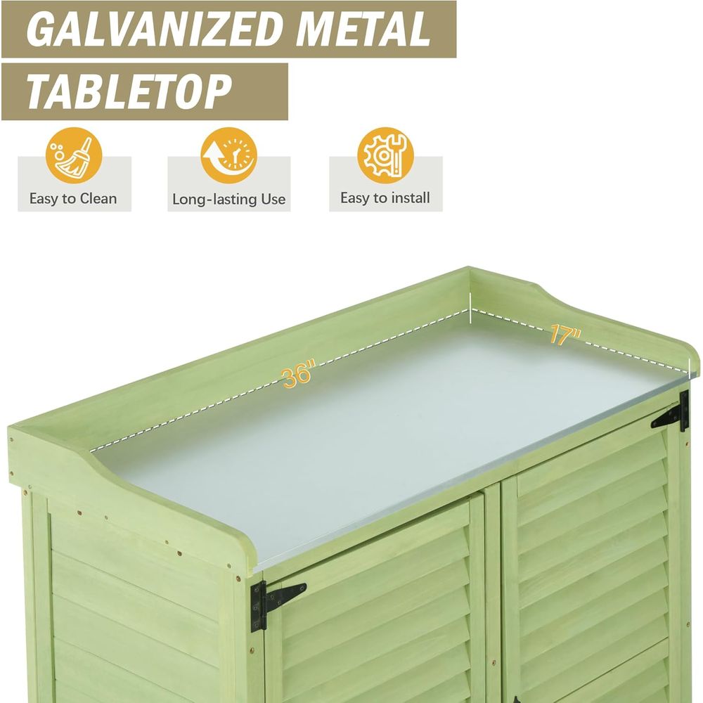 Outdoor Potting Bench with Met - Woodworking Workbench review and price