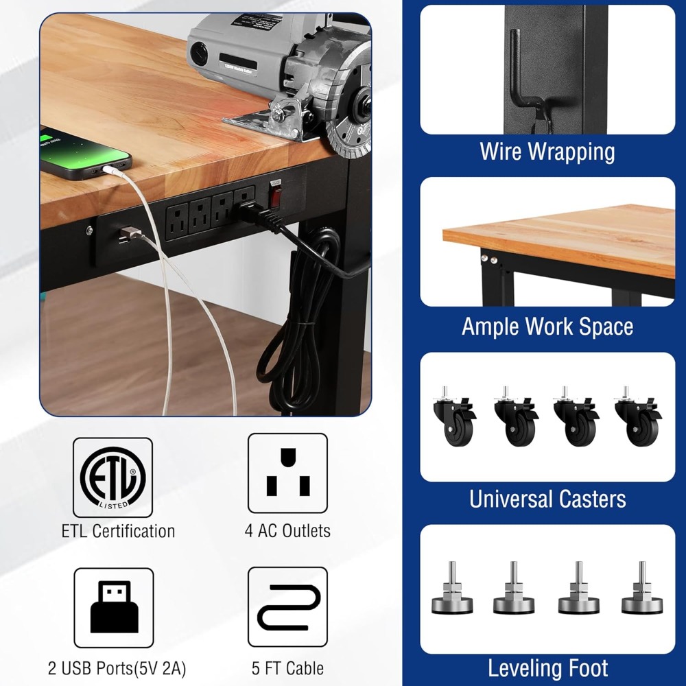 Garage Workbench, 48X22 Adjust - Woodworking Workbench review and price