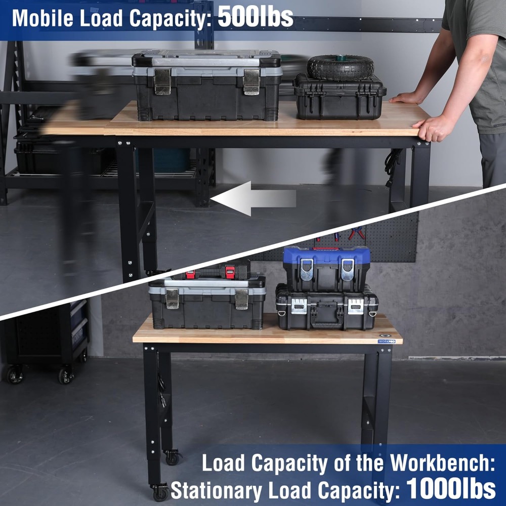 Garage Workbench, 48X22 Adjust - Woodworking Workbench review and price