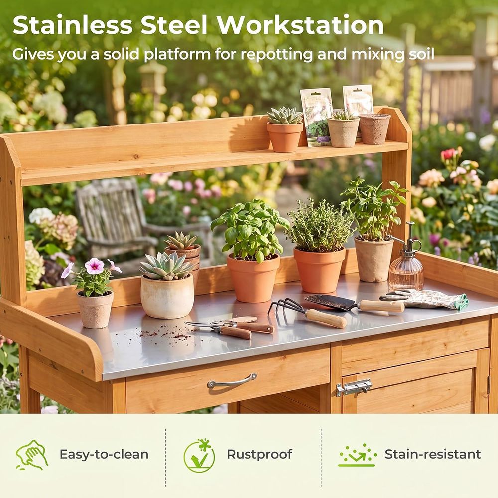 Outdoor Potting Bench Table Wo - Woodworking Workbench review and price