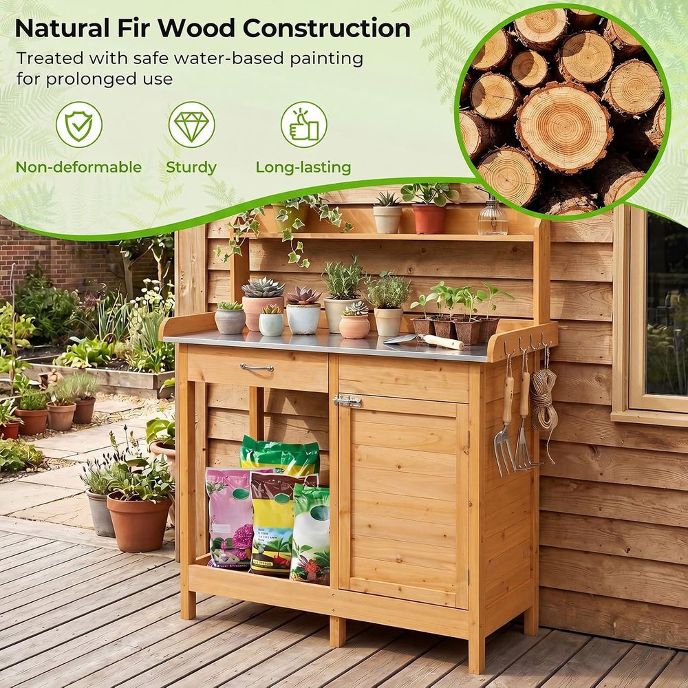 Outdoor Potting Bench Table Wo - Woodworking Workbench review and price