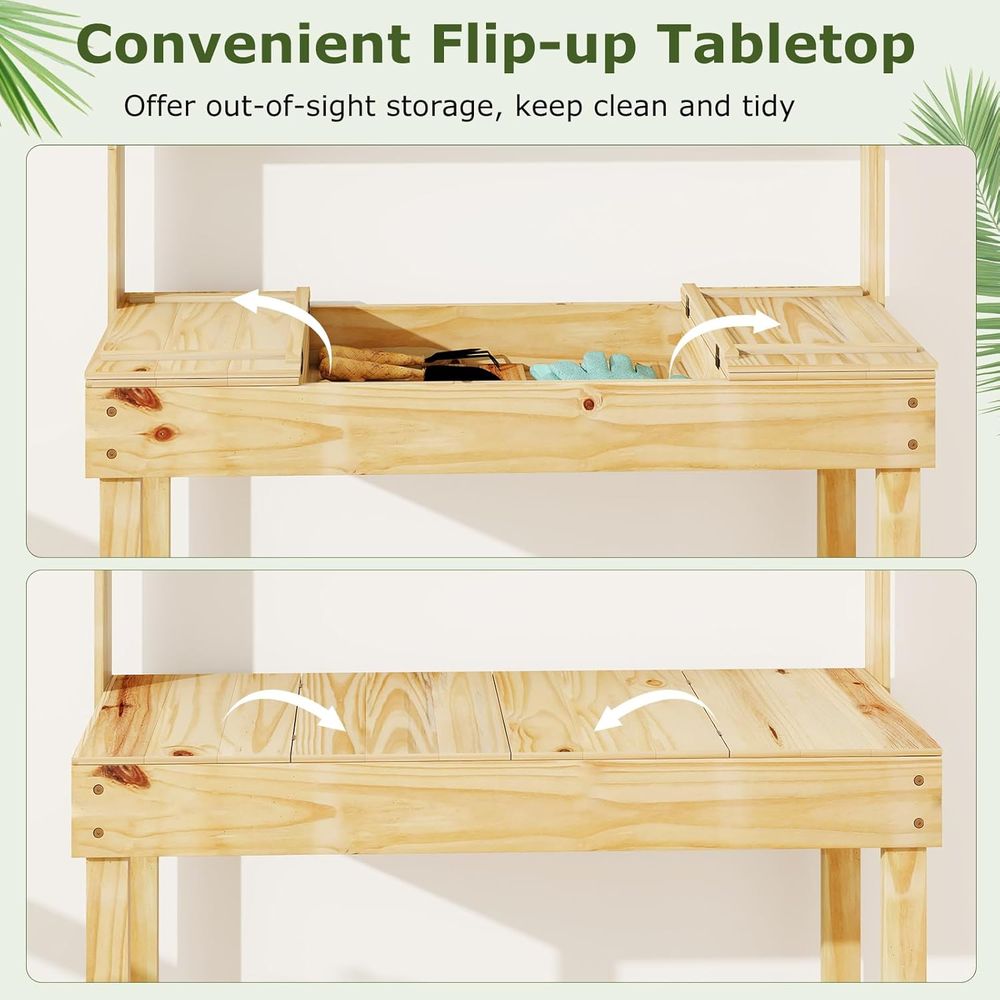 Potting Bench Table, 60” Wood  - Woodworking Workbench review and price